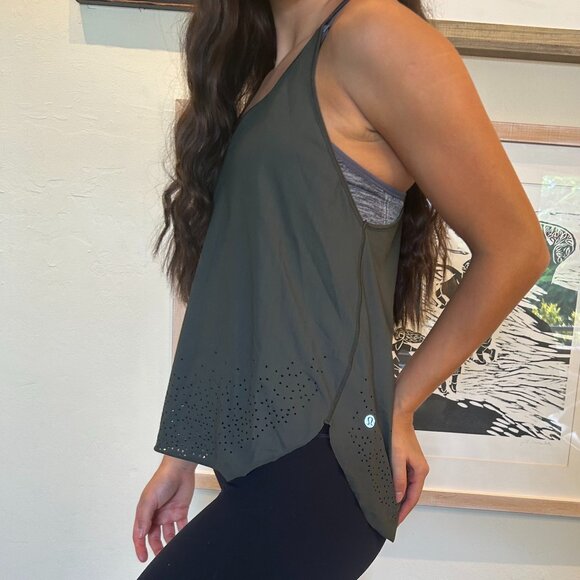 Lululemon Laser Cut Tank Top – Dark Olive, Size S - Picture 1 of 10
